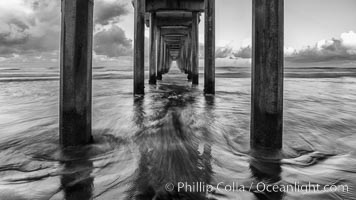 Scripps Pier and moving water, pre-dawn light, La Jolla