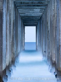 Scripps Pier, predawn abstract study of pier pilings and moving water