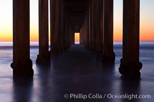 Research pier at Scripps Institution of Oceanography SIO, sunset, La Jolla, California