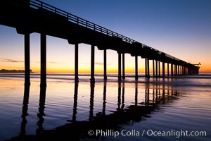 Research pier at Scripps Institution of Oceanography SIO, sunset, La Jolla, California