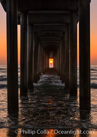 Scripps Pier solstice, sunset aligned perfectly with the pier, Scripps Institution of Oceanography, La Jolla, California