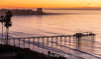 Scripps Pier at Sunset with Christmas Lights, La Jolla, California