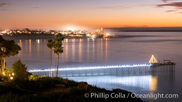 Scripps Pier at Sunset with Christmas Lights