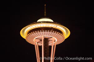 Space Needle at night, Seattle, Washington