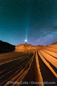 The Second Wave at Night.  The Second Wave, a spectacular sandstone formation in the North Coyote Buttes, lies under a sky full of stars, Paria Canyon-Vermilion Cliffs Wilderness, Arizona