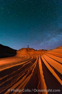 The Second Wave at Night.  The Second Wave, a spectacular sandstone formation in the North Coyote Buttes, lies under a sky full of stars, Paria Canyon-Vermilion Cliffs Wilderness, Arizona
