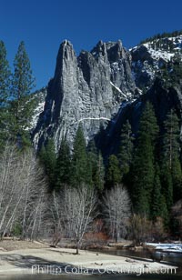 Sentinel Rock and Merced River, Yosemite Valley, Yosemite National Park, California