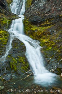 Shackleton Falls, named for explorer Sir Ernest Shackleton, formed from glacial meltwaters, near Stromness Bay.