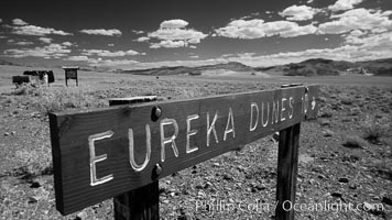 Sign to Eureka Dunes and Eureka Valley.