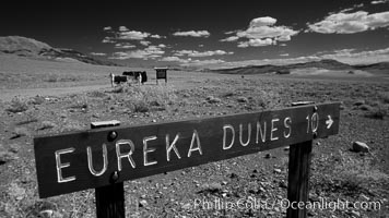 Sign to Eureka Dunes and Eureka Valley, Death Valley National Park, California