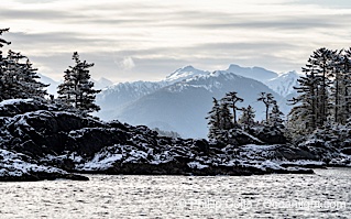 Sitka Sound and Baranof Island Mountains in Winter, Southeast Alaska