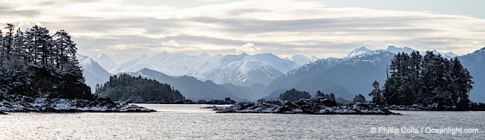 Sitka Sound and Baranof Island Mountains in Winter, Southeast Alaska