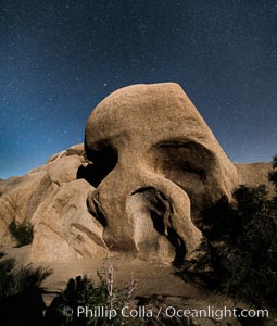 Skull Rock and stars at night, Joshua Tree National Park, California