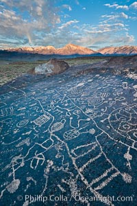 Sky Rock petroglyphs near Bishop, California.  Hidden atop on of the enormous boulders of the Volcanic Tablelands lies Sky Rock, a set of petroglyphs that face the sky.  These superb examples of native American petroglyph artwork are thought to be Paiute in origin, but little is known about them