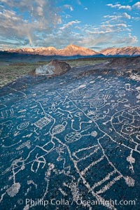 Sky Rock petroglyphs near Bishop, California.  Hidden atop on of the enormous boulders of the Volcanic Tablelands lies Sky Rock, a set of petroglyphs that face the sky.  These superb examples of native American petroglyph artwork are thought to be Paiute in origin, but little is known about them