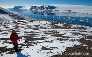 Snow covered slopes of Devil Island, with Vega Island in the distance