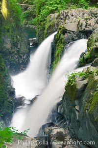 Sol Duc Falls. Sol Duc Falls is one of the largest and most beautiful waterfalls in Olympic National Park. Surrounding the falls is an old-growth forest of hemlocks and douglas firs, some of which are three hundred years in age, Sol Duc Springs