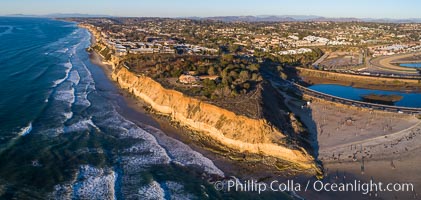 Solana Beach and Del Mar dog beach, aerial panoramic photo