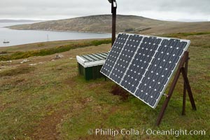 Solar electric panels, used to generate electricity on remote Westpoint Island in the Falklands