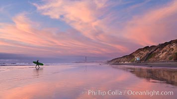 South Carlsbad State Beach sunset, beautiful clouds and soft colors