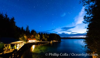 Stars at night over Hurst Island, Gods Pocket Resort