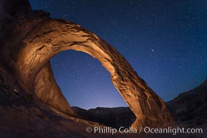 Stars over Corona Arch at Night, Moab, Utah