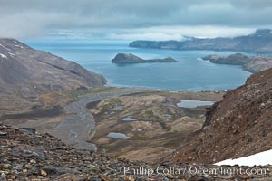 Looking down on Stromness Bay from the pass high above, Stromness Harbour