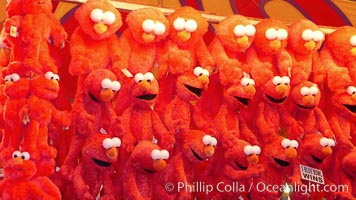 Stuffed toys hanging, waiting for fair game winners to claim them, Del Mar Fair