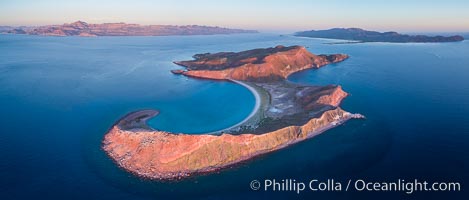 Sunrise over Isla San Francisquito, Aerial View, Sea of Cortez