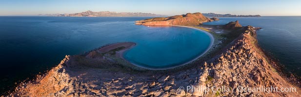 Sunrise over Isla San Francisquito, Aerial View, Sea of Cortez