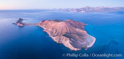 Predawn Sunrise Light over Isla San Francisquito, Aerial View, Sea of Cortez