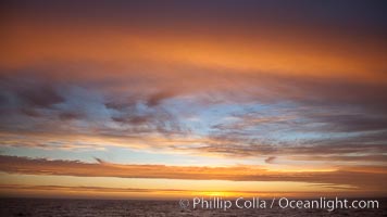 Sunset, dusk clouds, detail in the sky over the open sea, somewhere between Falkland Islands and South Georgia Island