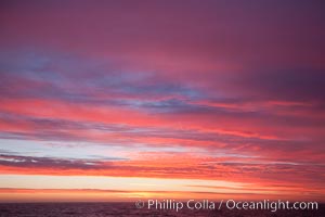 Sunset clouds, detail and colors, at sea on the open ocean between the Falkland Islands and South Georgia Island