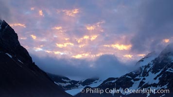 Sunset clouds above South Georgia Island, Right Whale Bay