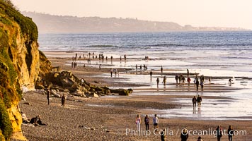 Beautiful golden sunset light on Encinitas D Street beach