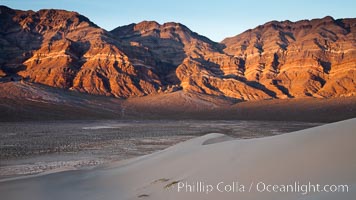 Sunset on the Last Chance Mountain Range, seen from Eureka Valley Sand Dunes, Eureka Dunes, Death Valley National Park, California