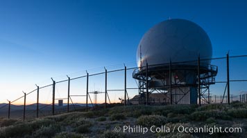 Sunset over Mount Laguna FAA Radar Site, including ARSR-4 radome (radar dome)