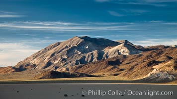 Sunset over the Racetrack Playa. The Cottonwood Mountains rise above the flat, dry, ancient lake bed, Death Valley National Park, California