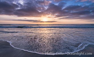 Sunset over Torrey Pines State Beach, Torrey Pines State Reserve, San Diego, California