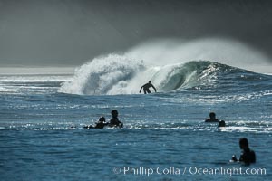 Surf and spray during Santa Ana offshore winds, San Diego, California