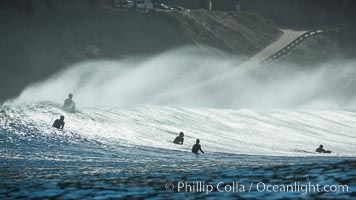 Surf and spray during Santa Ana offshore winds, San Diego, California