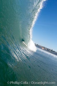 Breaking wave, tube, hollow barrel, morning surf., natural history stock photograph, photo id 19543