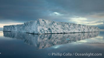 Tabular iceberg, Antarctic Peninsula, near Paulet Island, sunset. Antarctica, natural history stock photograph, photo id 24778