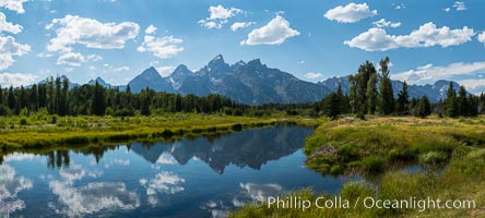 Teton Range from Schwabacher Landing, afternoon, Grand Teton National Park