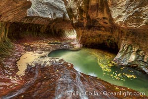 The Subway, a iconic eroded sandstone formation in Zion National Park.