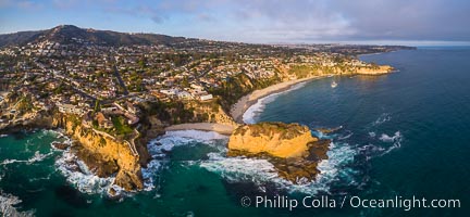 Three Arch Bay, Mussel Cove and Three Arch Rock, Laguna Beach Coastline, Aerial Photo