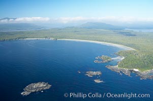 Ahouse Bay and Vargas Island, aerial photo, Clayoquot Sound in the foreground, near Tofino on the west coast of Vancouver Island