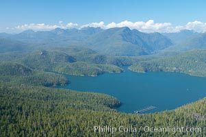 Flores Island (foreground) and Clayoquot Sound, aerial photo, near Tofino on the west coast of Vancouver Island