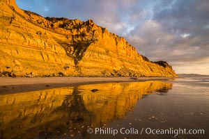 Torrey Pines cliffs and storm clouds at sunset, Torrey Pines State Reserve, San Diego, California