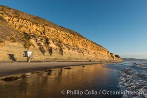 Torrey Pines cliffs at sunset, Torrey Pines State Reserve, San Diego, California